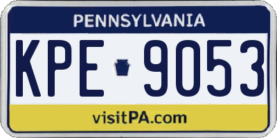 PA license plate KPE9053