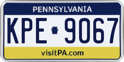 PA license plate KPE9067