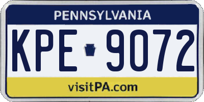 PA license plate KPE9072