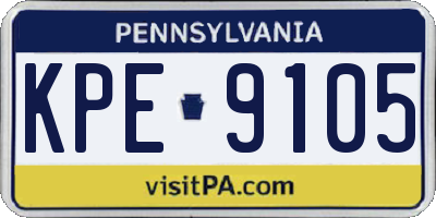 PA license plate KPE9105