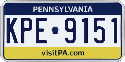 PA license plate KPE9151