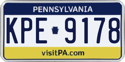 PA license plate KPE9178