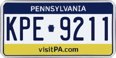 PA license plate KPE9211