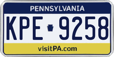 PA license plate KPE9258