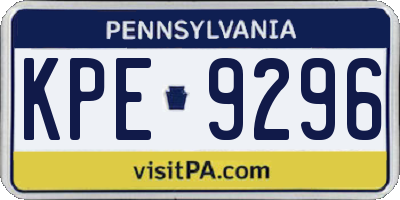 PA license plate KPE9296