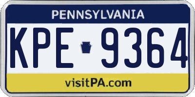 PA license plate KPE9364