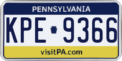 PA license plate KPE9366