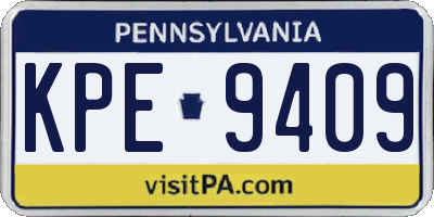 PA license plate KPE9409
