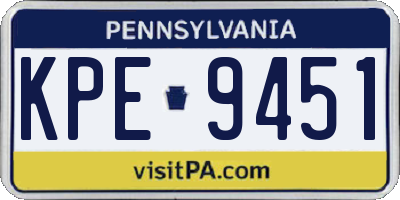PA license plate KPE9451