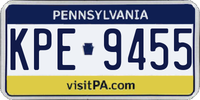 PA license plate KPE9455
