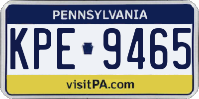 PA license plate KPE9465