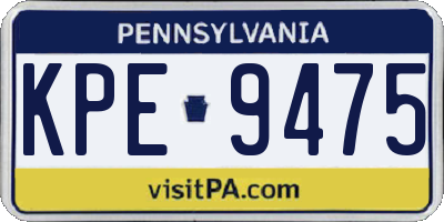 PA license plate KPE9475