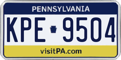 PA license plate KPE9504