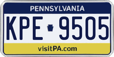 PA license plate KPE9505