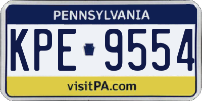 PA license plate KPE9554