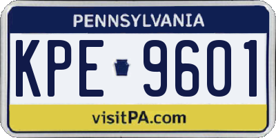 PA license plate KPE9601