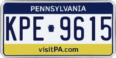 PA license plate KPE9615