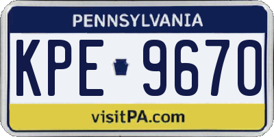 PA license plate KPE9670