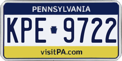 PA license plate KPE9722
