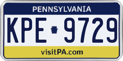 PA license plate KPE9729