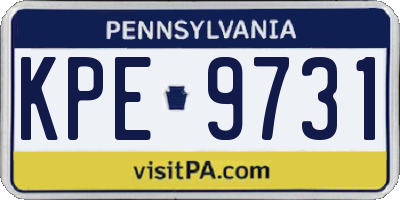 PA license plate KPE9731