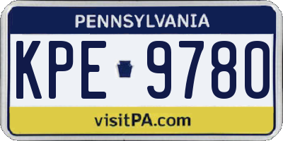 PA license plate KPE9780