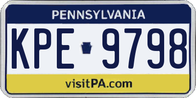 PA license plate KPE9798
