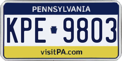 PA license plate KPE9803