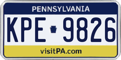 PA license plate KPE9826