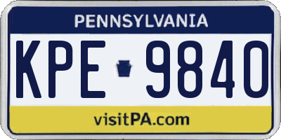 PA license plate KPE9840