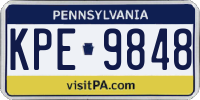 PA license plate KPE9848