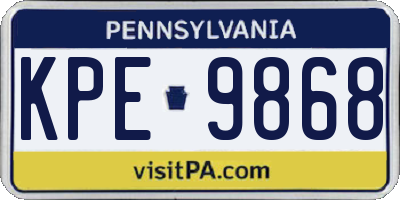 PA license plate KPE9868