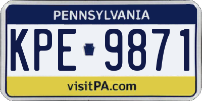 PA license plate KPE9871