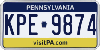 PA license plate KPE9874