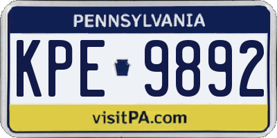 PA license plate KPE9892