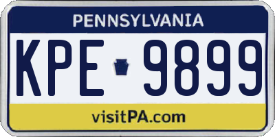 PA license plate KPE9899
