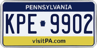 PA license plate KPE9902