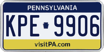 PA license plate KPE9906