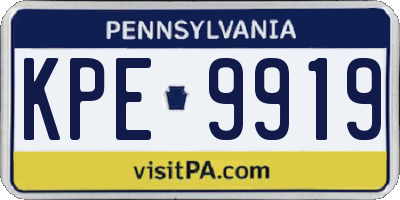 PA license plate KPE9919