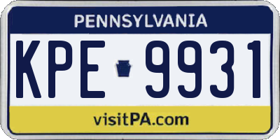 PA license plate KPE9931