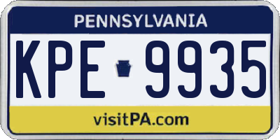 PA license plate KPE9935