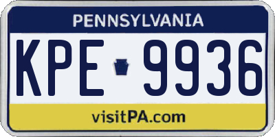 PA license plate KPE9936