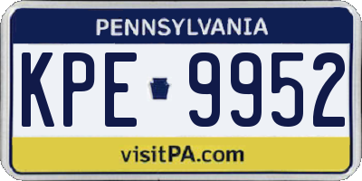 PA license plate KPE9952