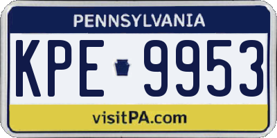 PA license plate KPE9953