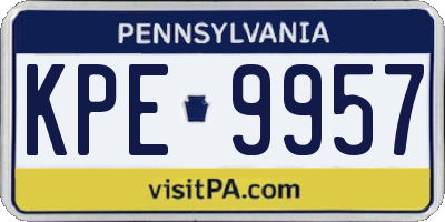 PA license plate KPE9957
