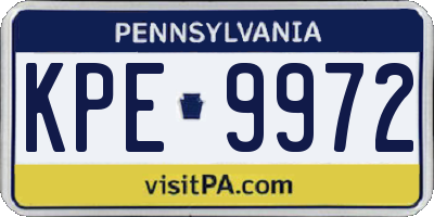PA license plate KPE9972