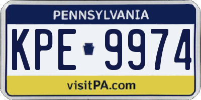 PA license plate KPE9974