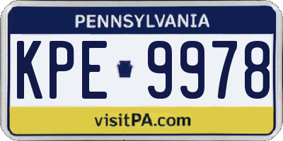 PA license plate KPE9978