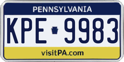PA license plate KPE9983