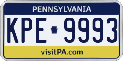 PA license plate KPE9993